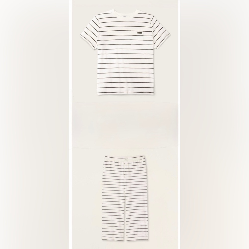 PARKE  Striped Two-Piece Lounge Set in White and Black